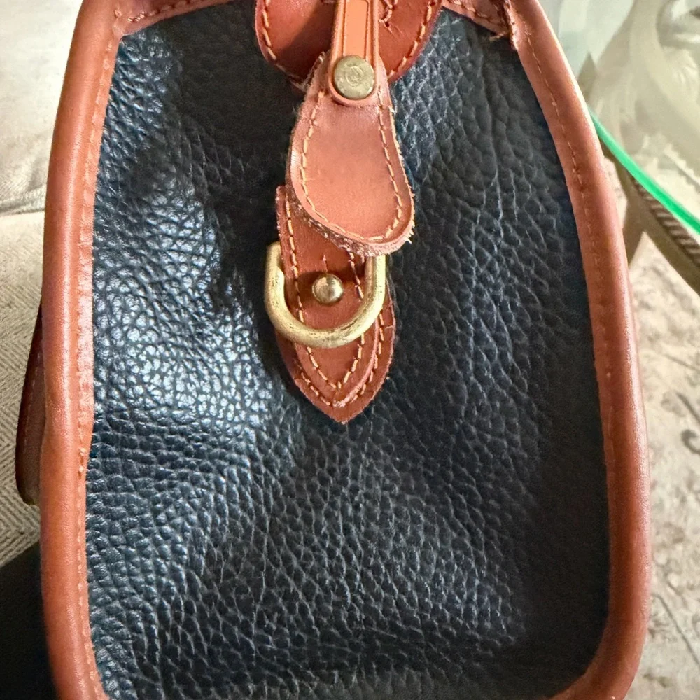 Dooney & Bourke Black Pebble Leather Satchel with Brown Trim - Picture 5 of 6